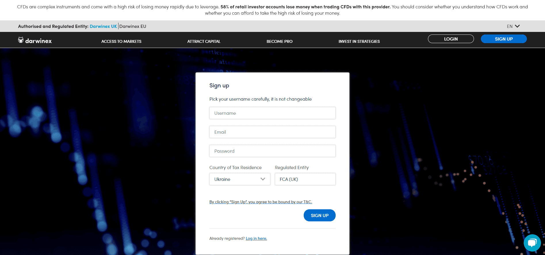 Регистрация на Darwinex