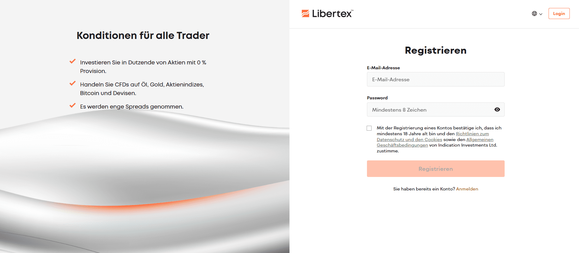 Registrierung bei libertex.com