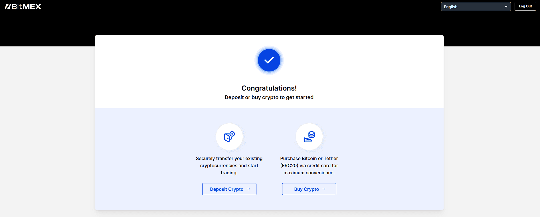 Erfolgreiche Verifizierung auf BitMEX