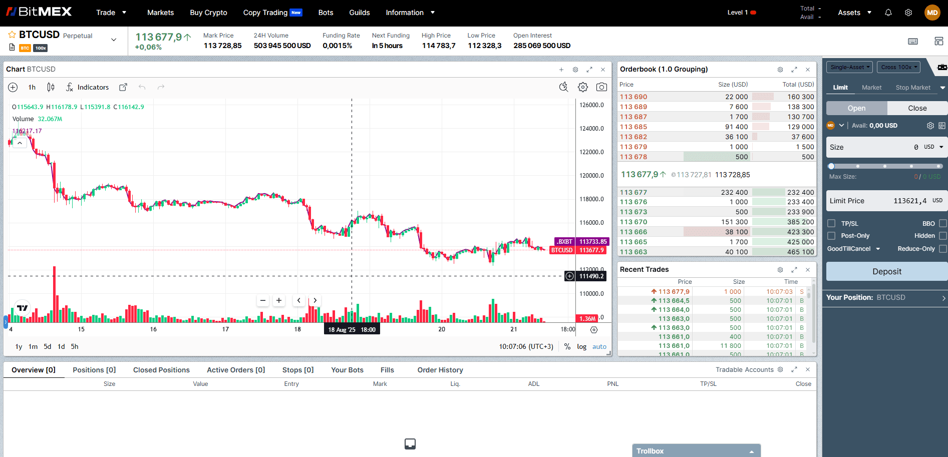 BitMEX Webplattform