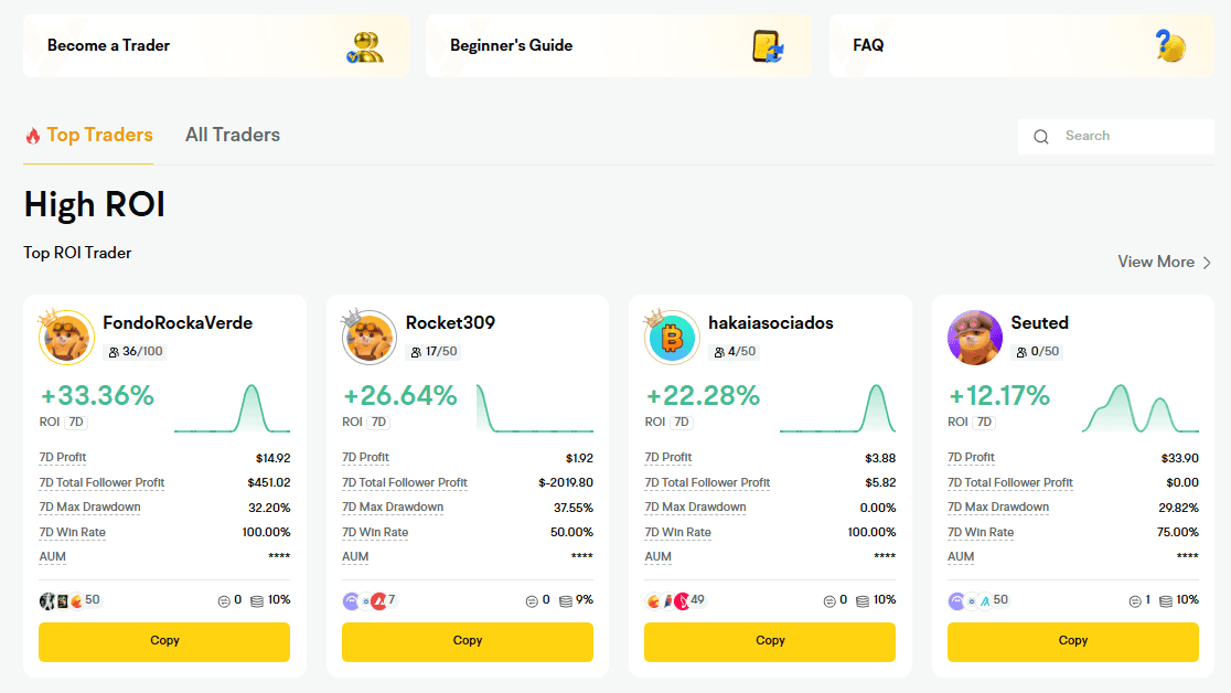 Traders to copy trades on BYDFi