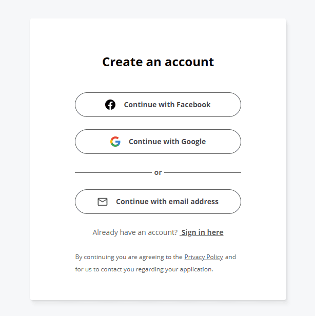 Quick registration on Eightcap