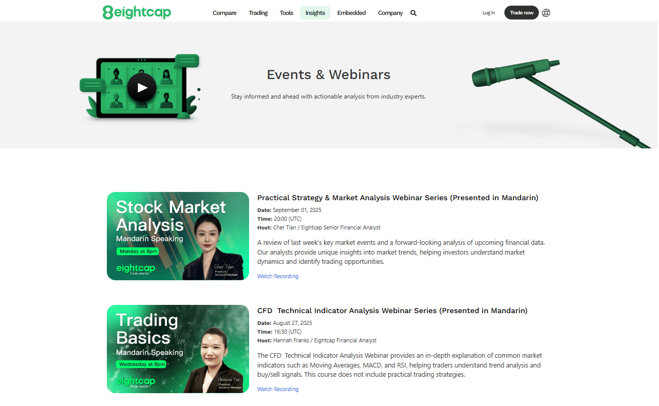 Eightcap webinars