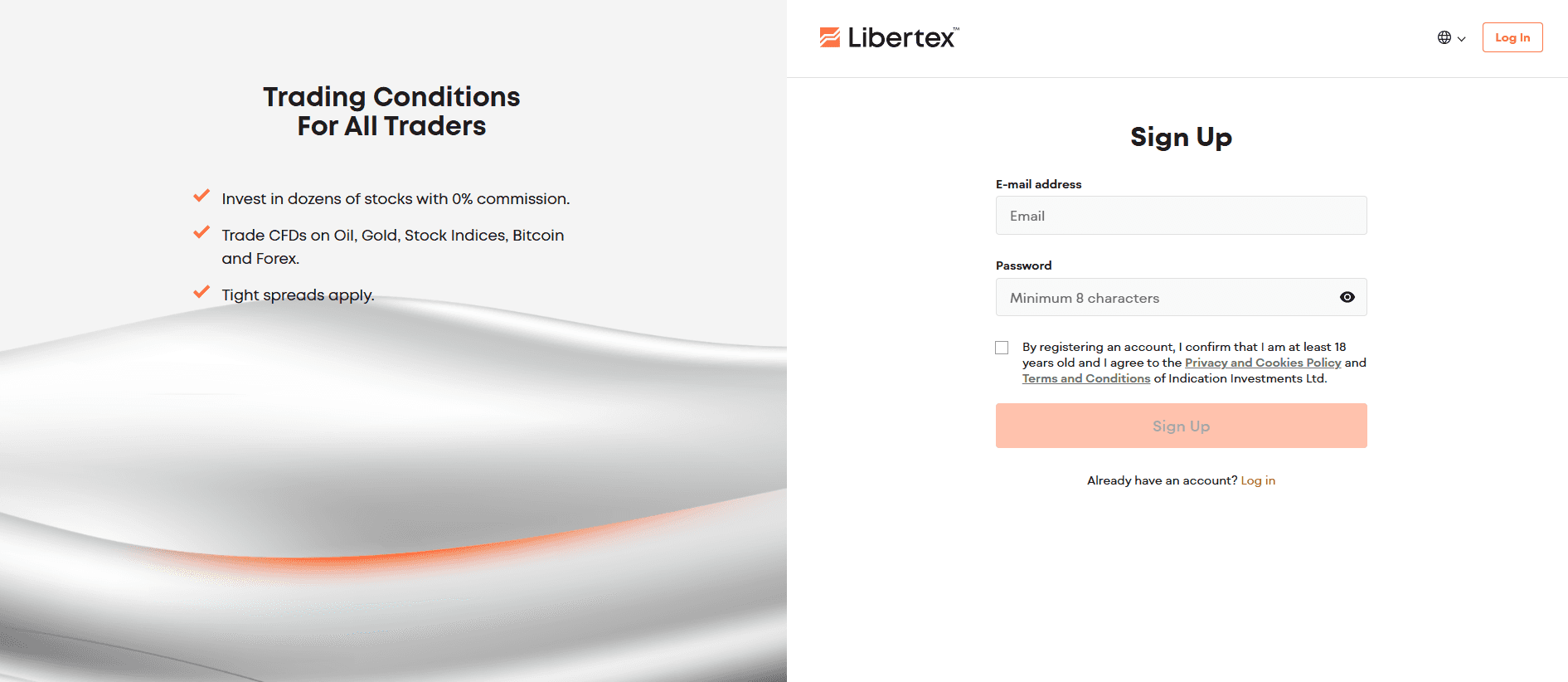 Registration at libertex.com