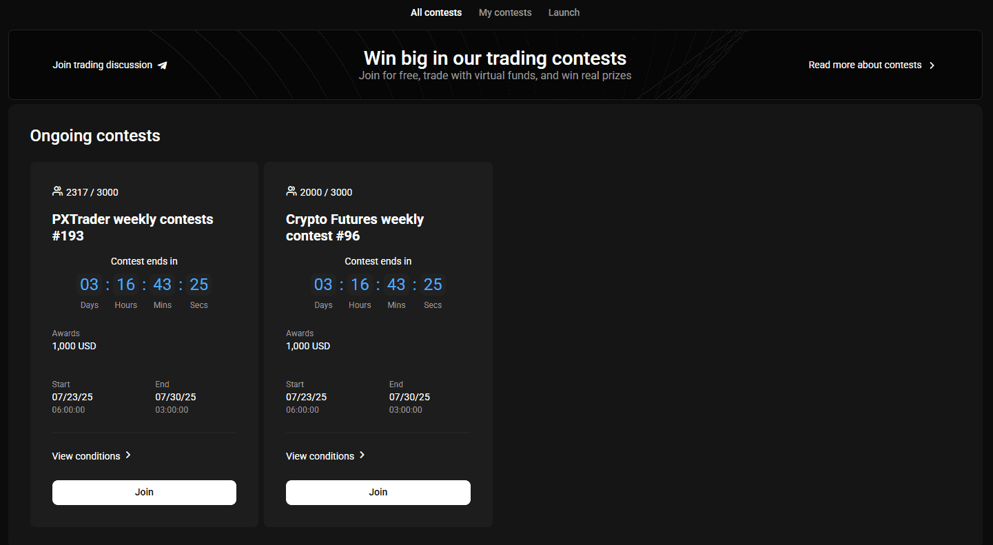 Contests on PrimeXBT