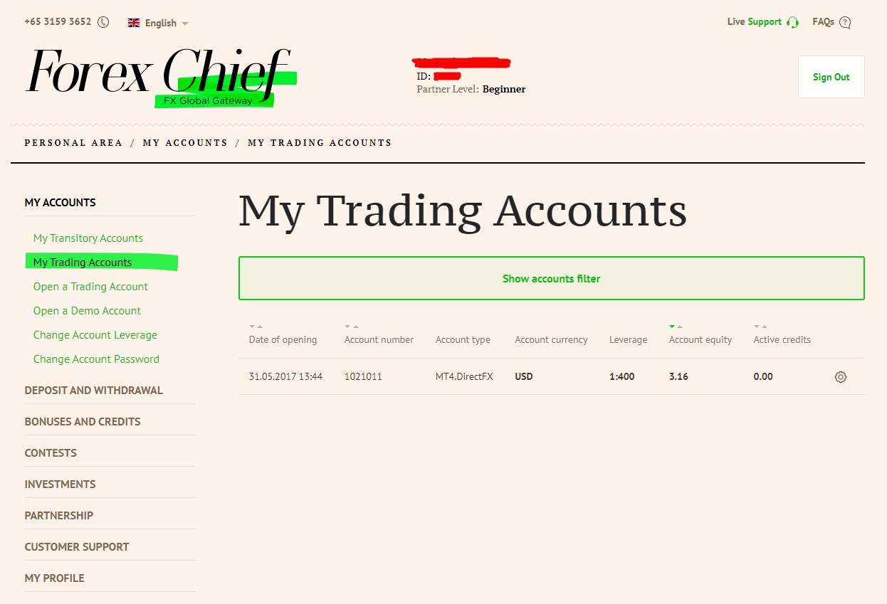 Forex Chief Personal Area