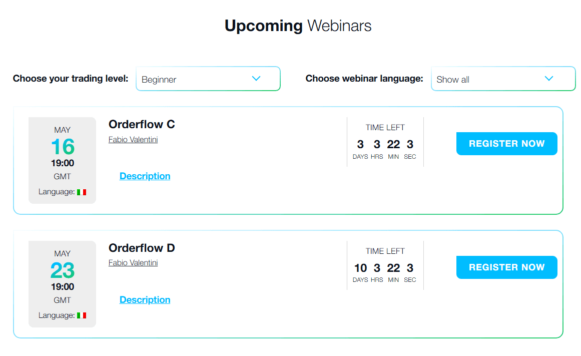 Webinars da FP Markets