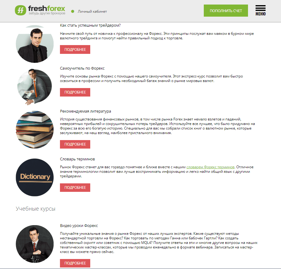 Обучающие материалы FreshForex