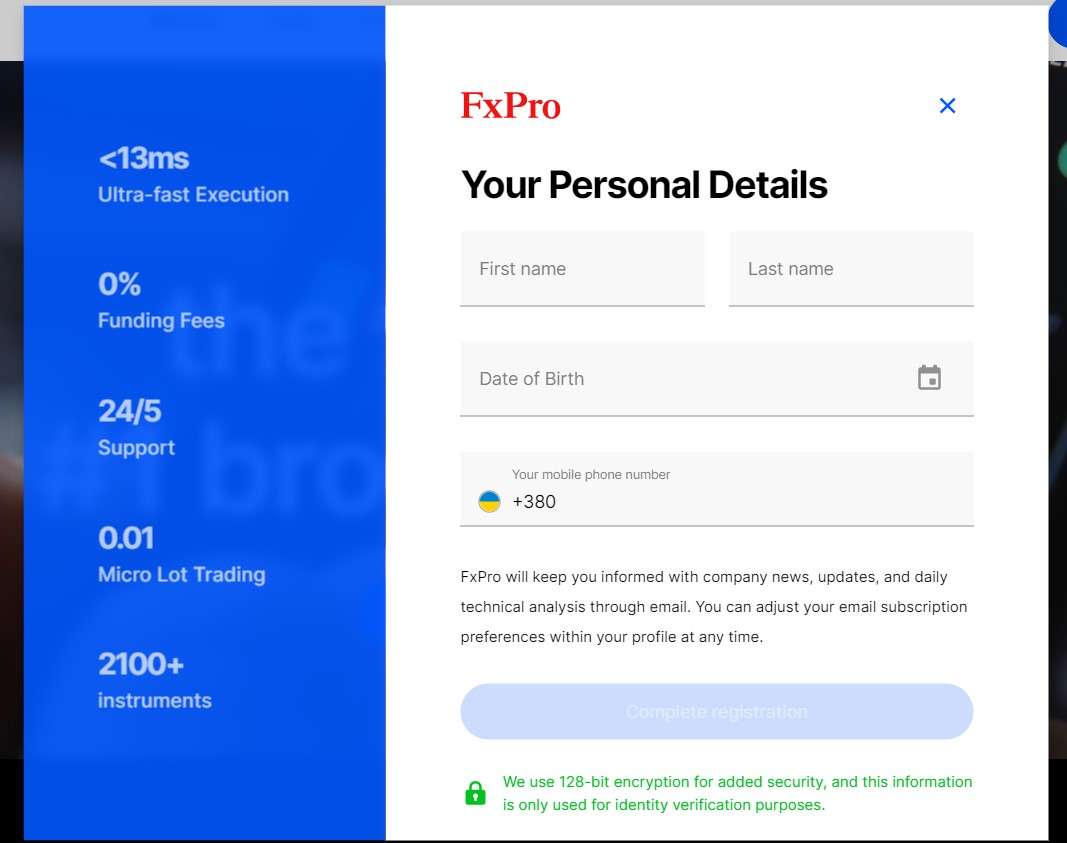 Continued registration at FxPro