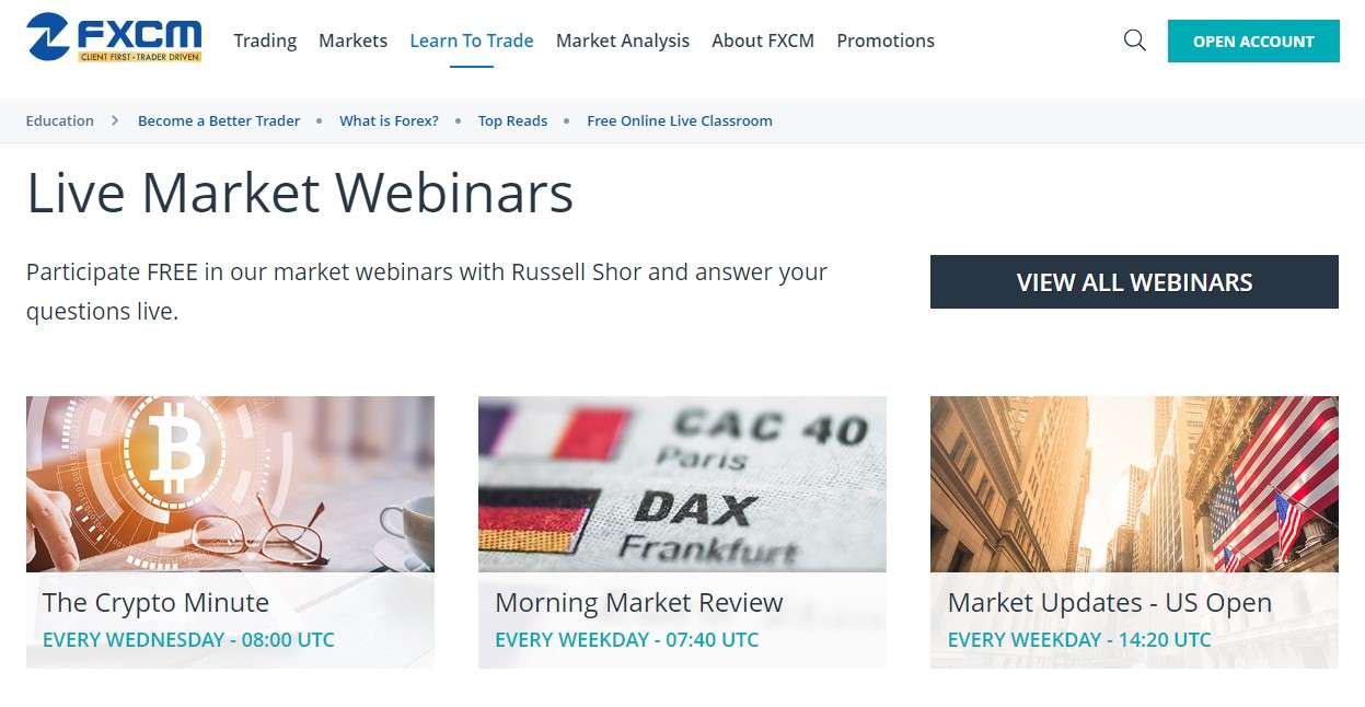 Webinarios de Mercado en Vivo de FXCM