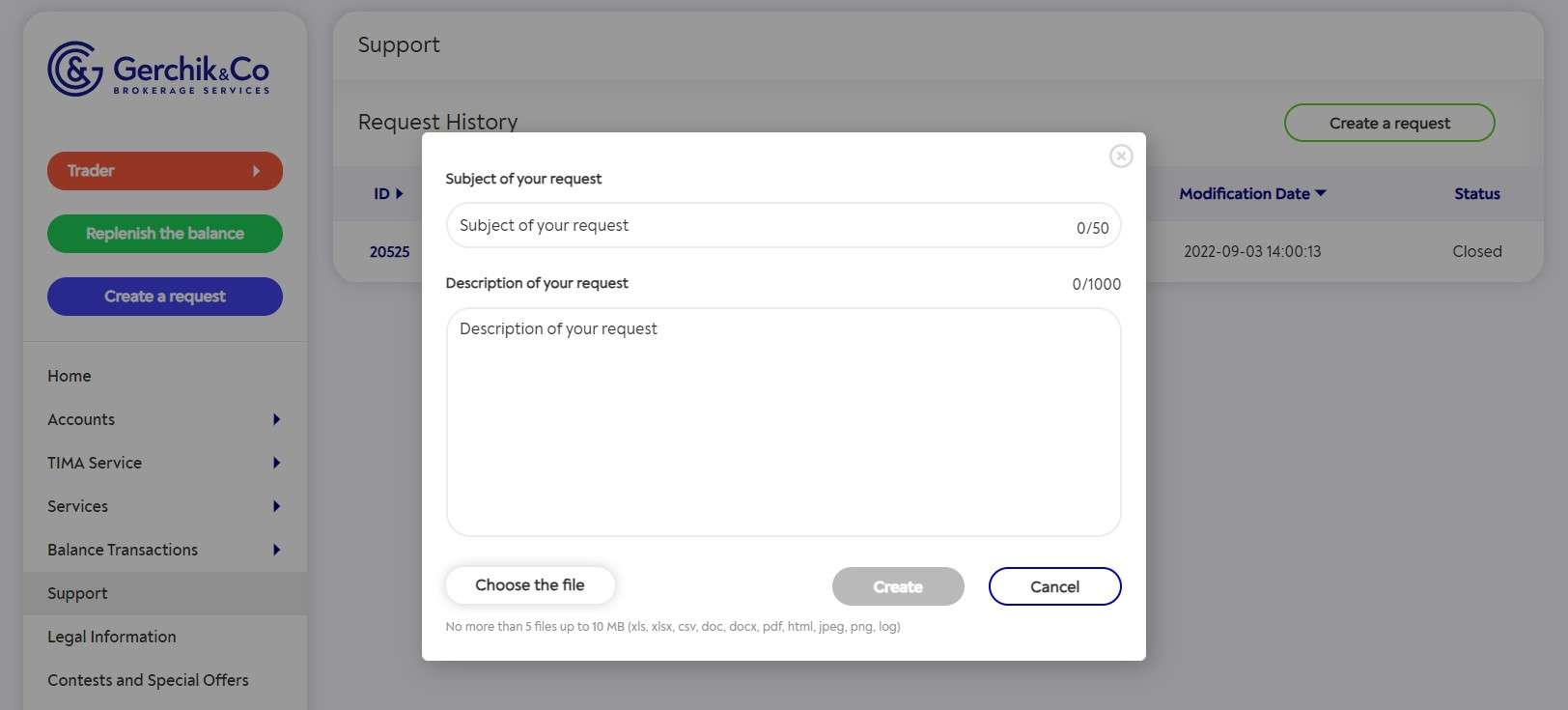 Solicitação de Suporte Gerchik & Co
