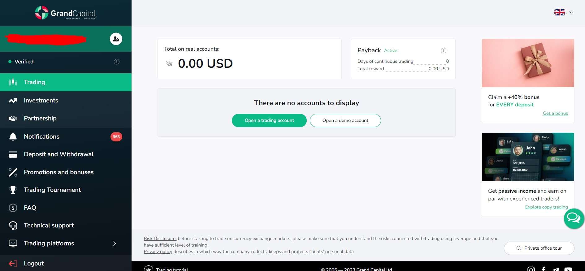 Escritório privado da Grand Capital