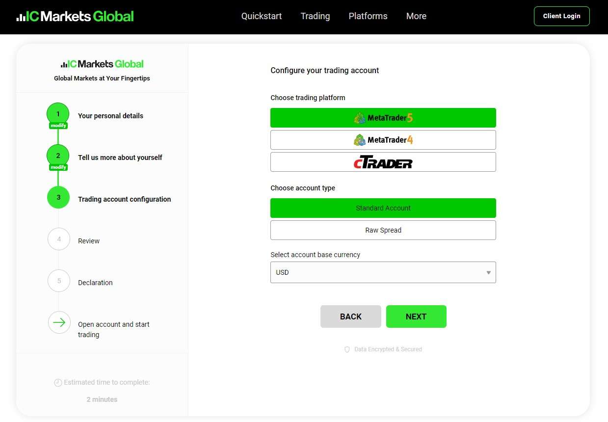 The third stage of registration at IC Markets