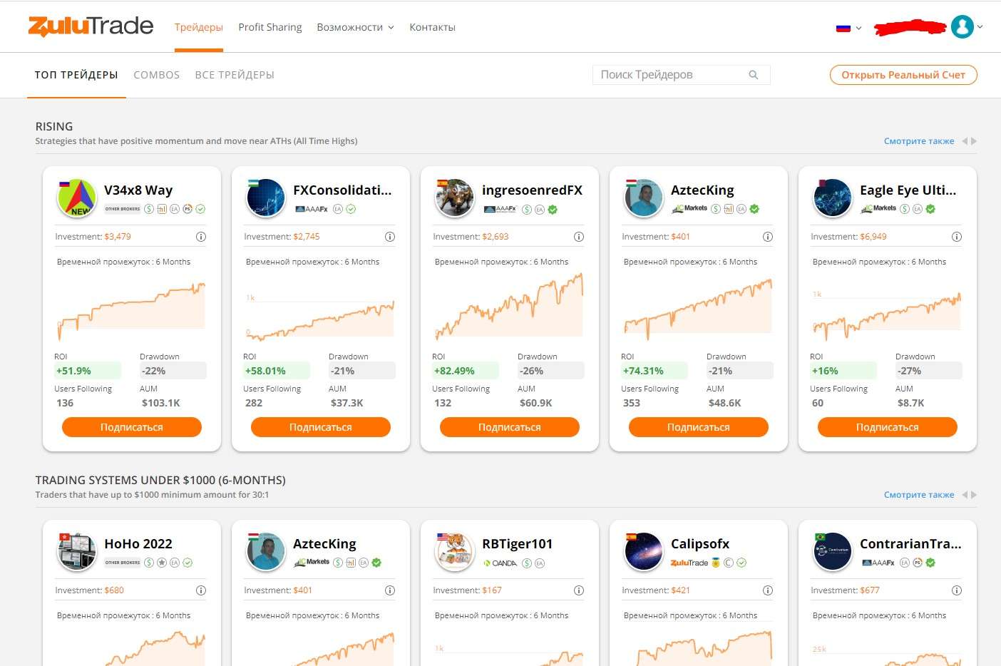 Рейтинги трейдеров на ZuluTrade