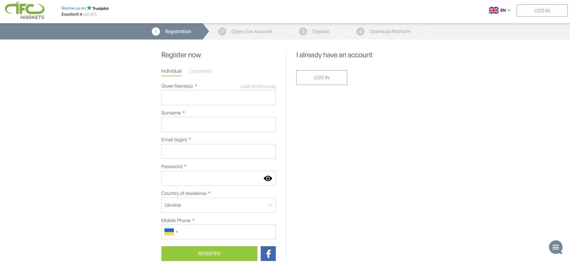 Registration on IFC Markets