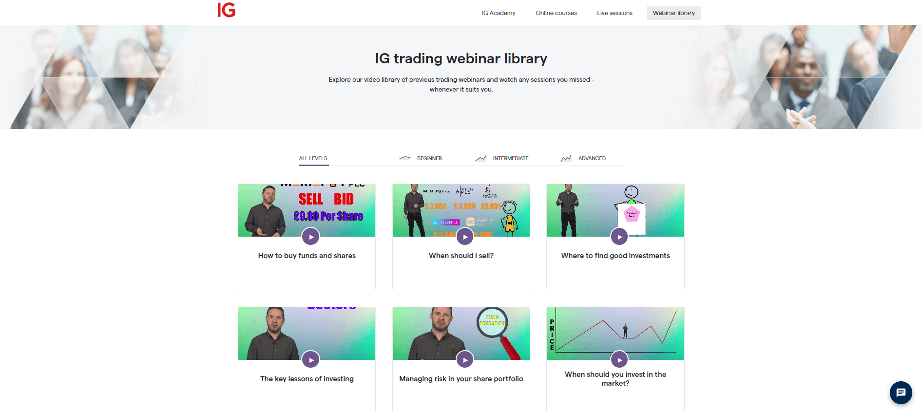 Educational webinars from IG
