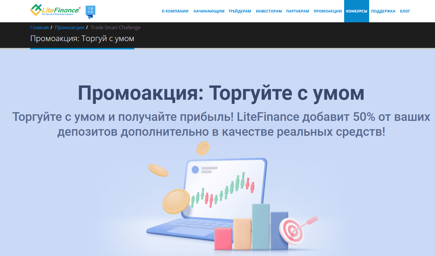 Промоакция Торгуйте с умом на LiteFinance
