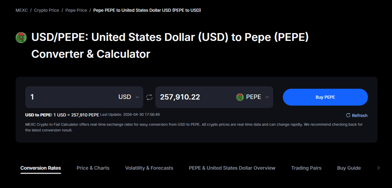 MEXC Cryptocurrency Converter