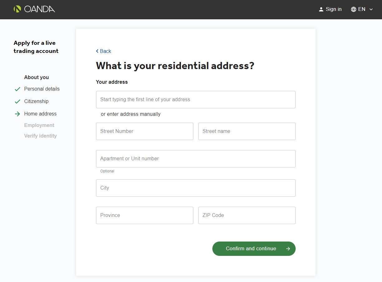Oanda Address Profile
