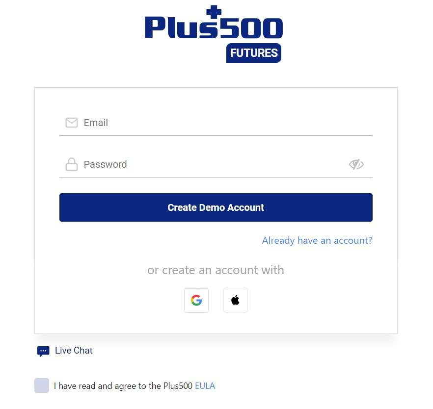Creating a Plus500 Futures account