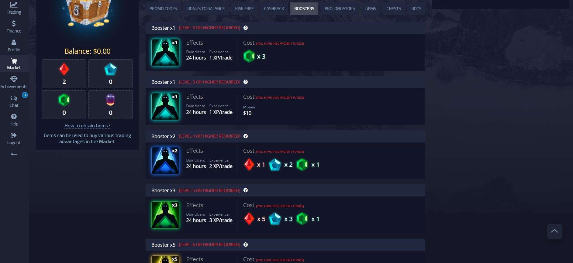 Boosters Pocket Option