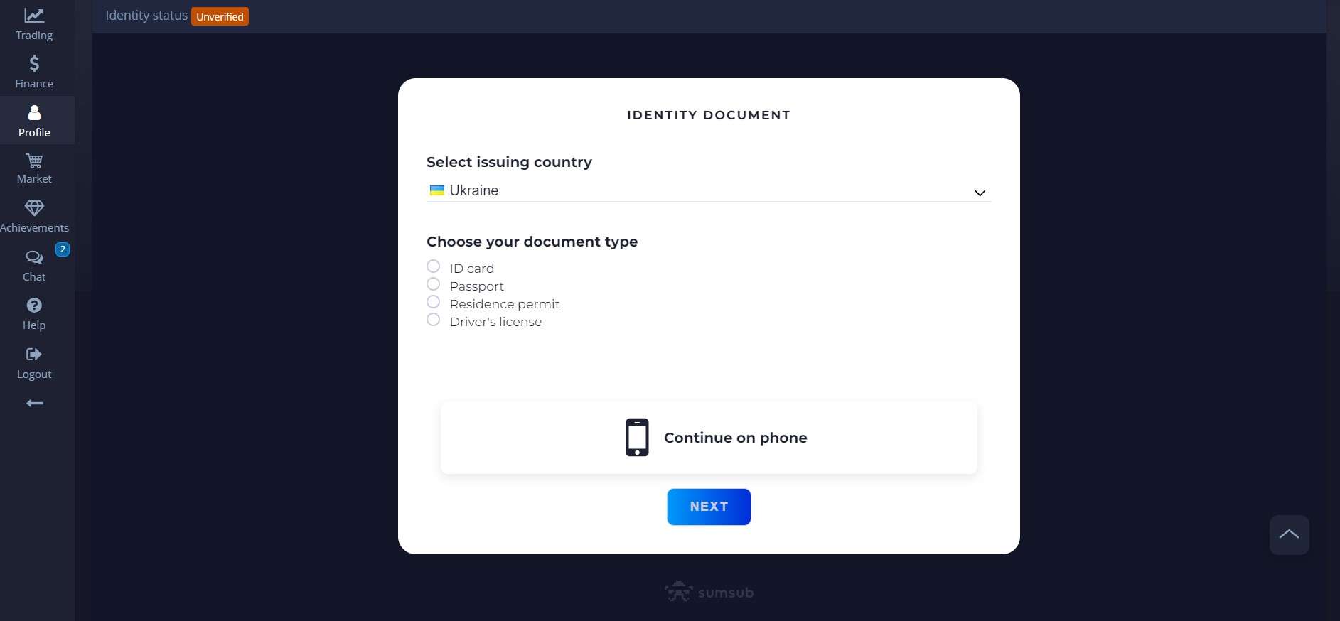Verificação de identidade na Pocket Option