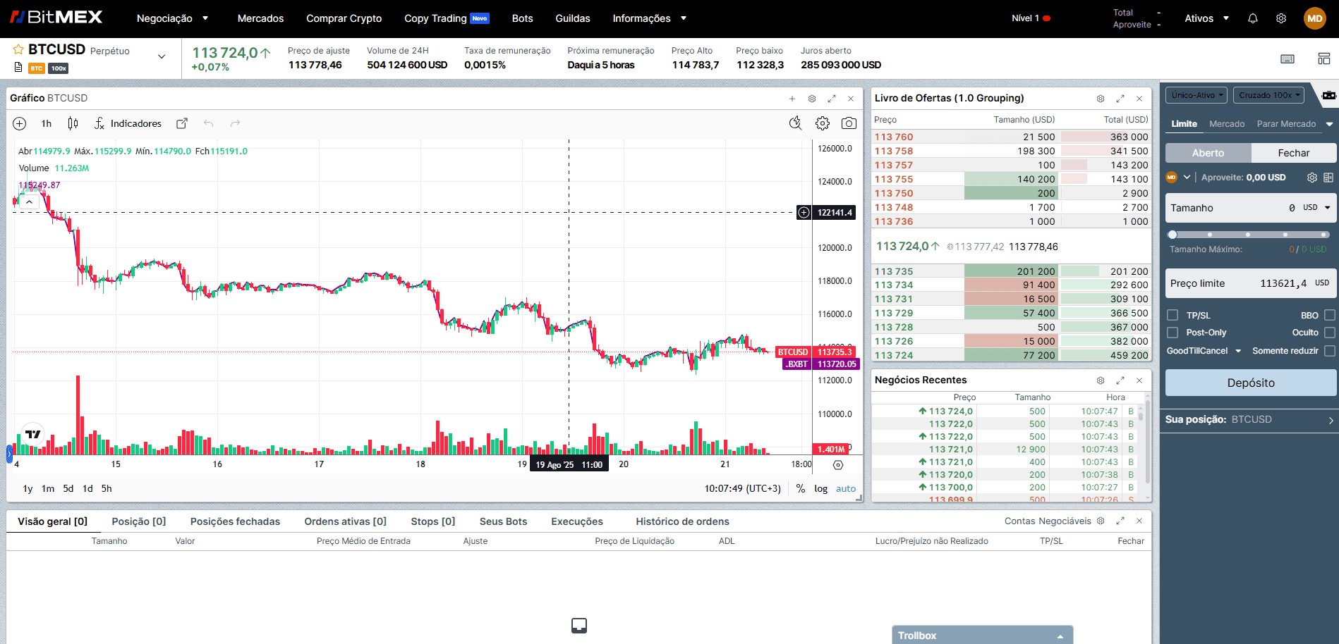 Plataforma web BitMEX