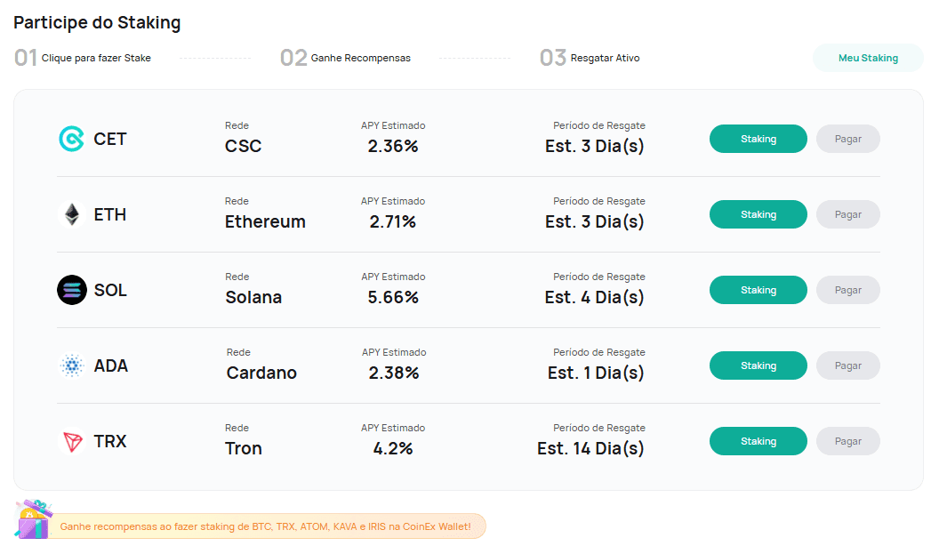 Staking na CoinEx