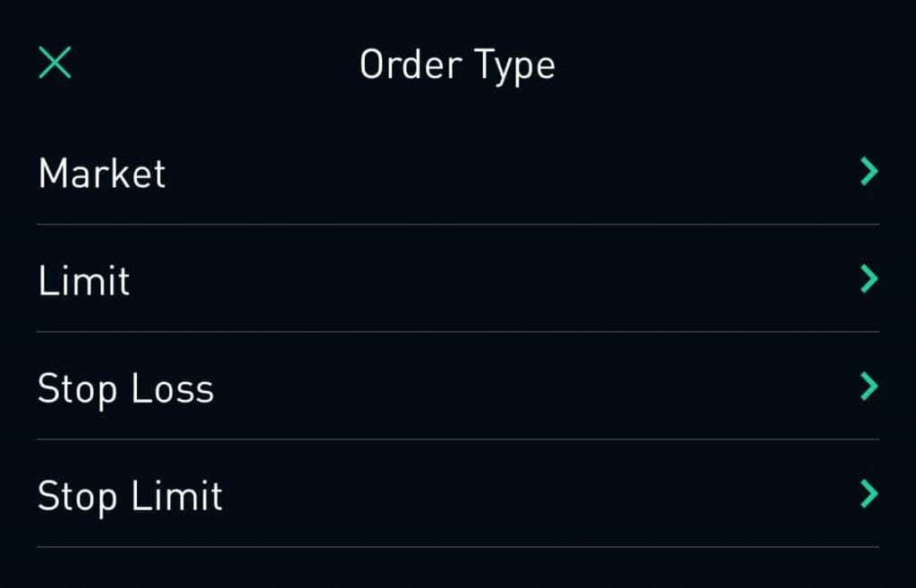 Типы ордеров на Robinhood