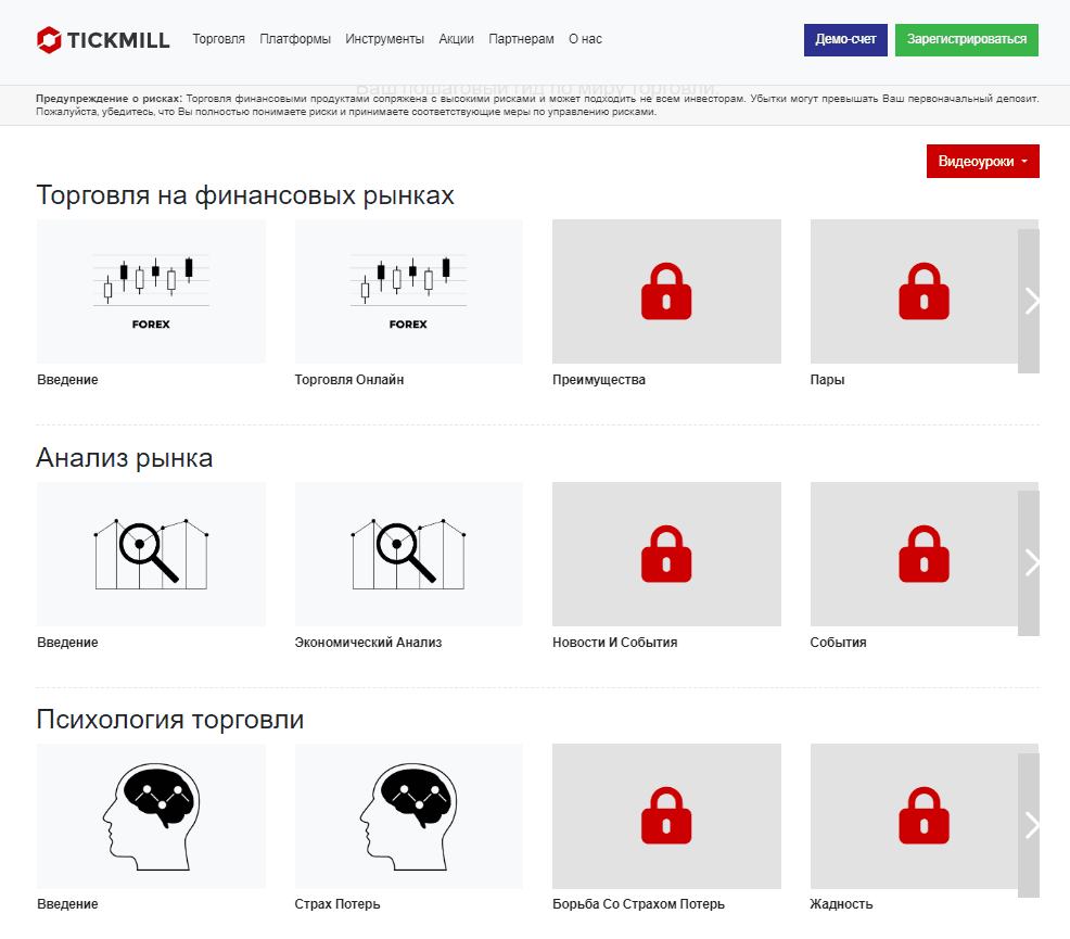 Видеоуроки от Tickmill