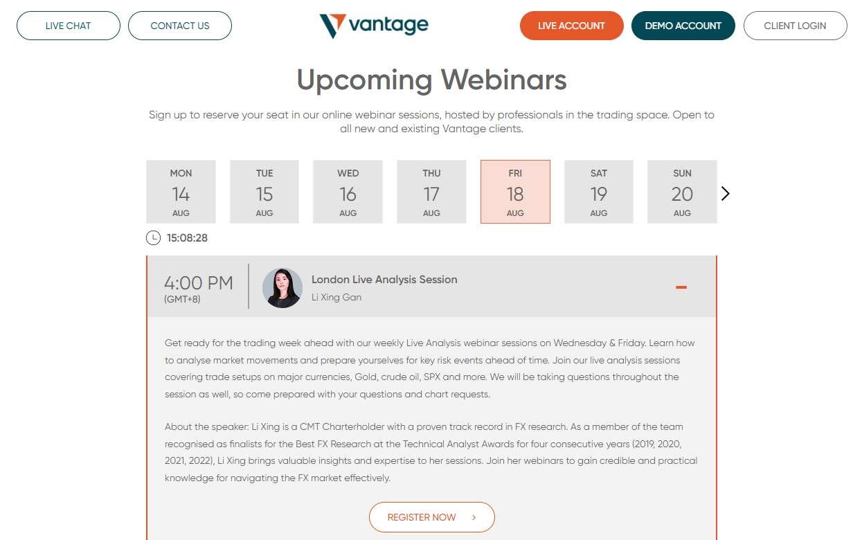 Вебинары на Vantage Markets