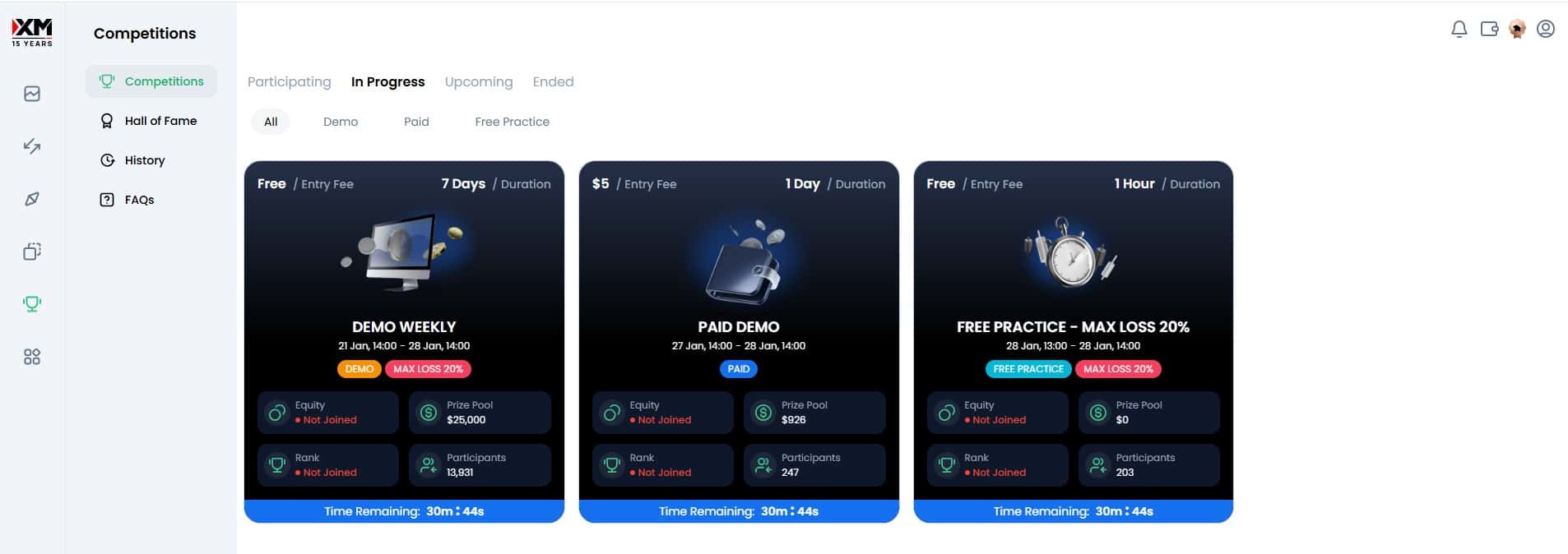 Конкурсы на XM