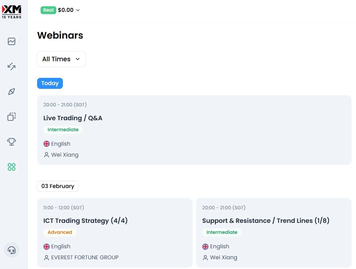 Вебинары XM