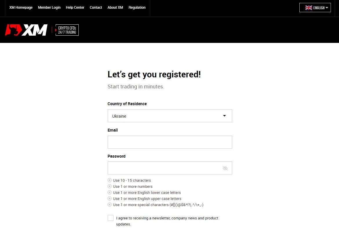 XM Registration Page