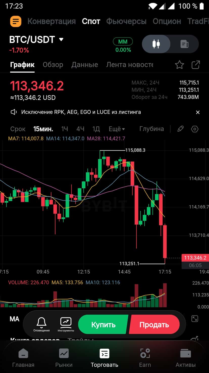 Мобильное приложение Bybit
