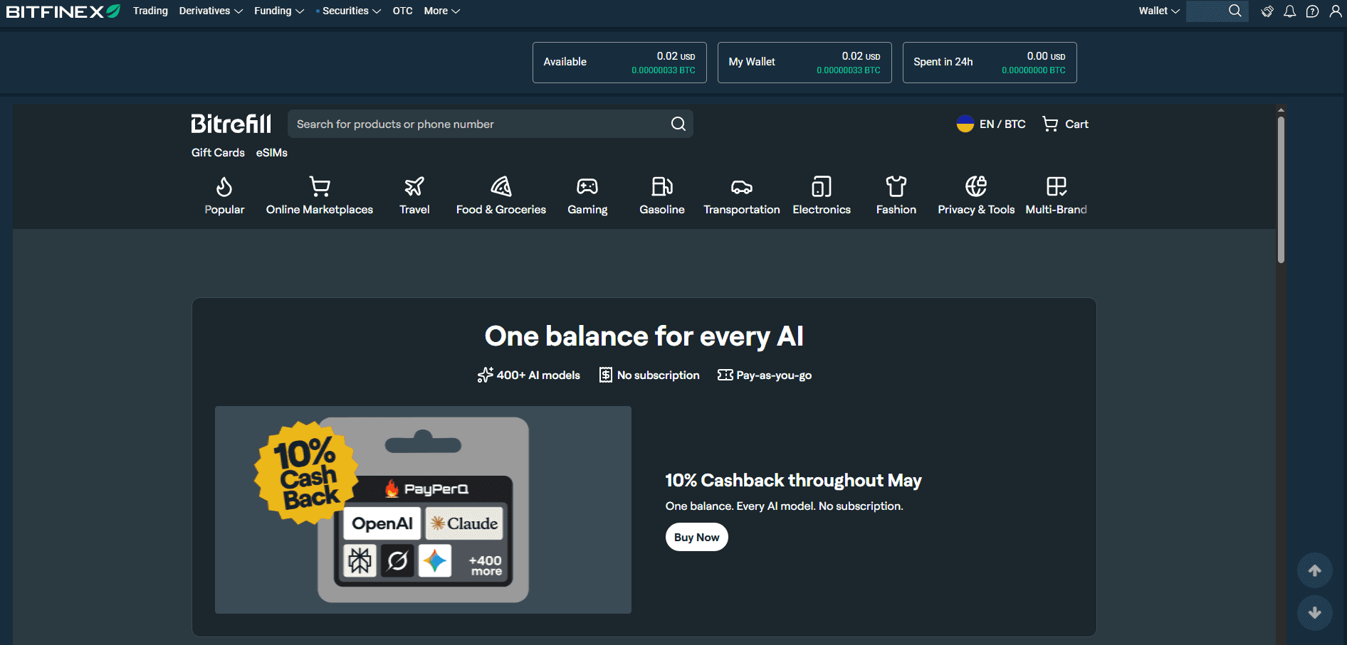 Bitfinex Integration with Bitrefill