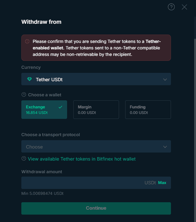 Withdrawing Cryptocurrency from Bitfinex