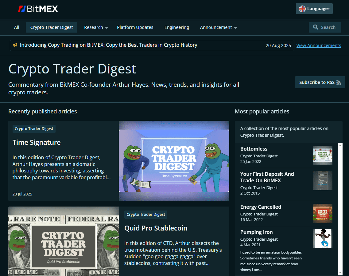 Crypto trader digest on BitMEX