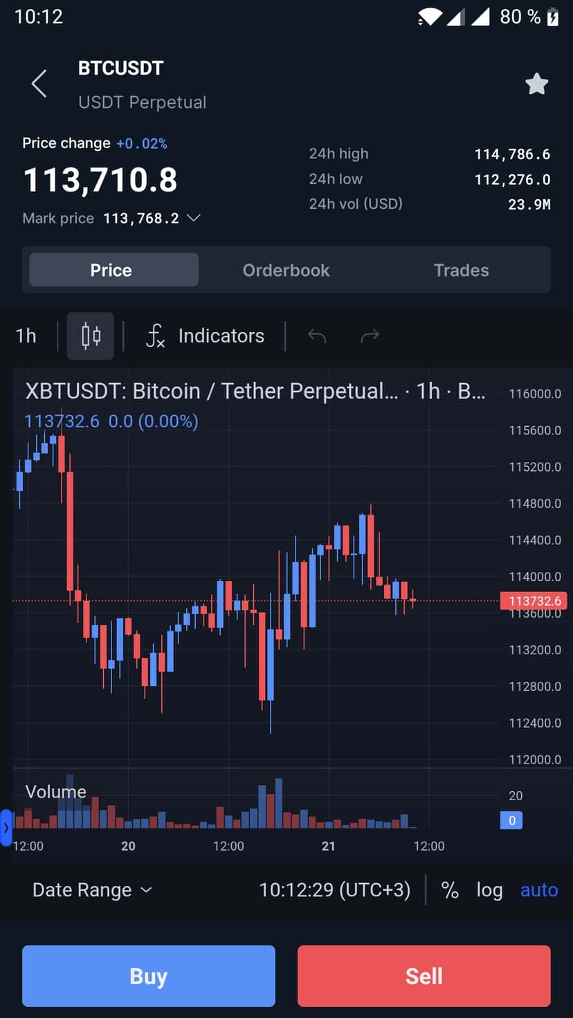 BitMEX mobile app