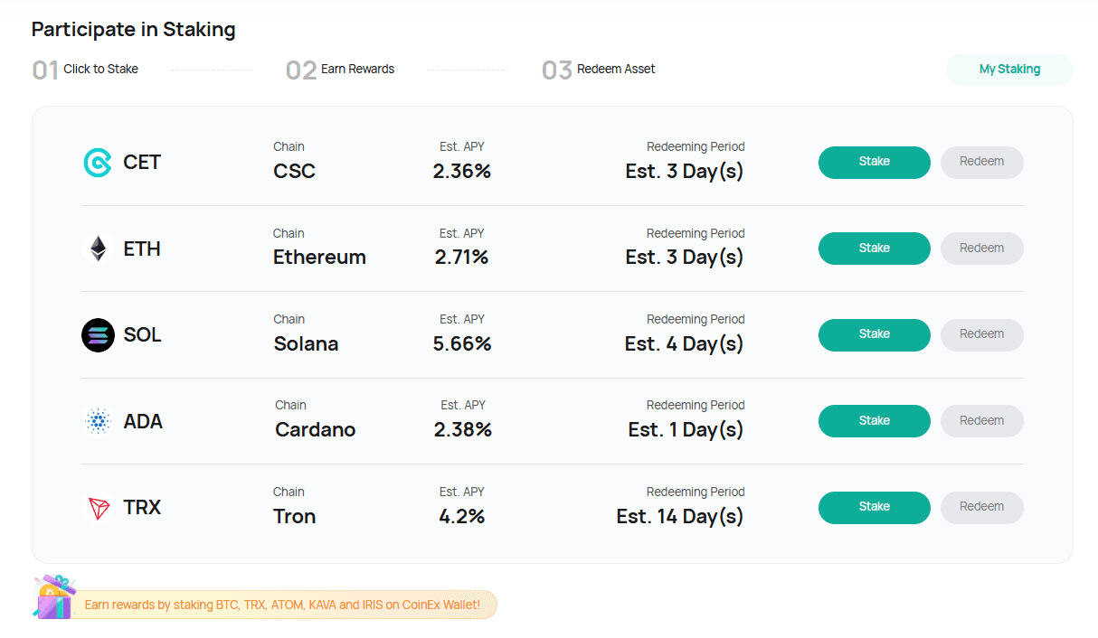 Staking on CoinEx