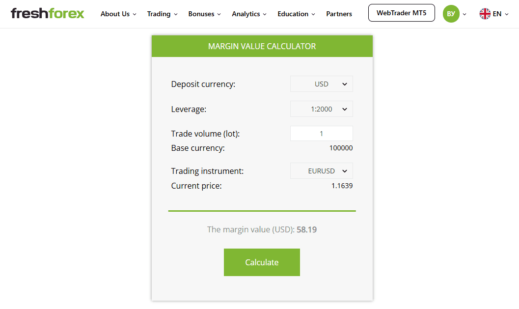 Forex-Rechner von FreshForex