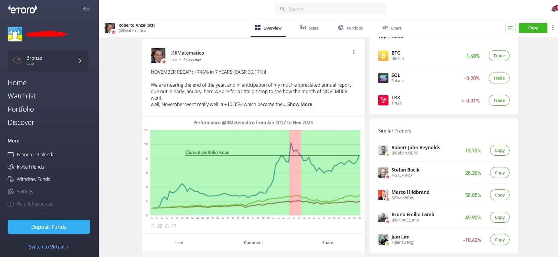 Kommunikation zwischen Tradern und Abonnenten bei eToro