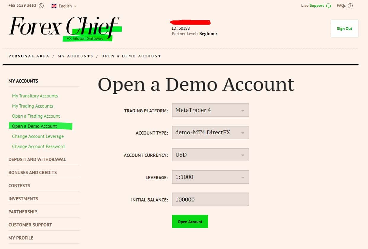 Eröffnung eines Demokontos bei xChief