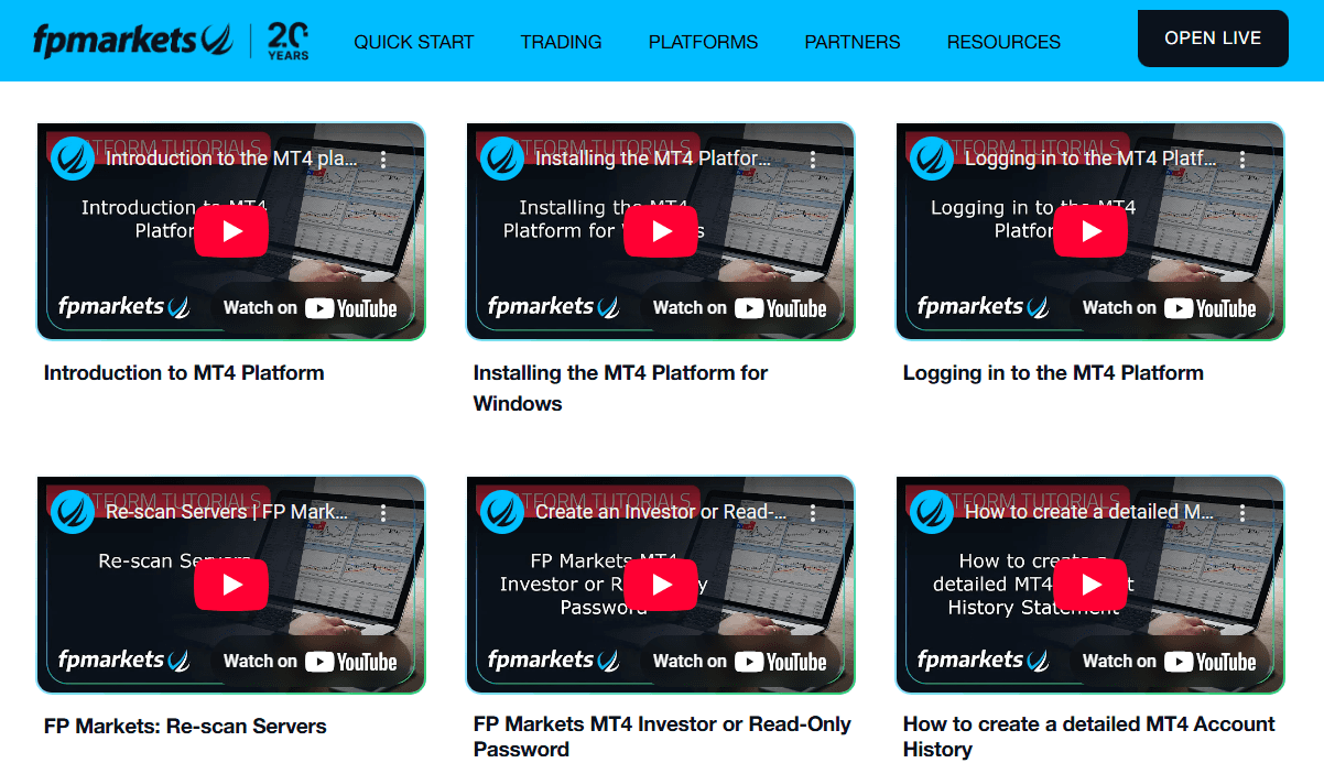 Video lessons from FP Markets
