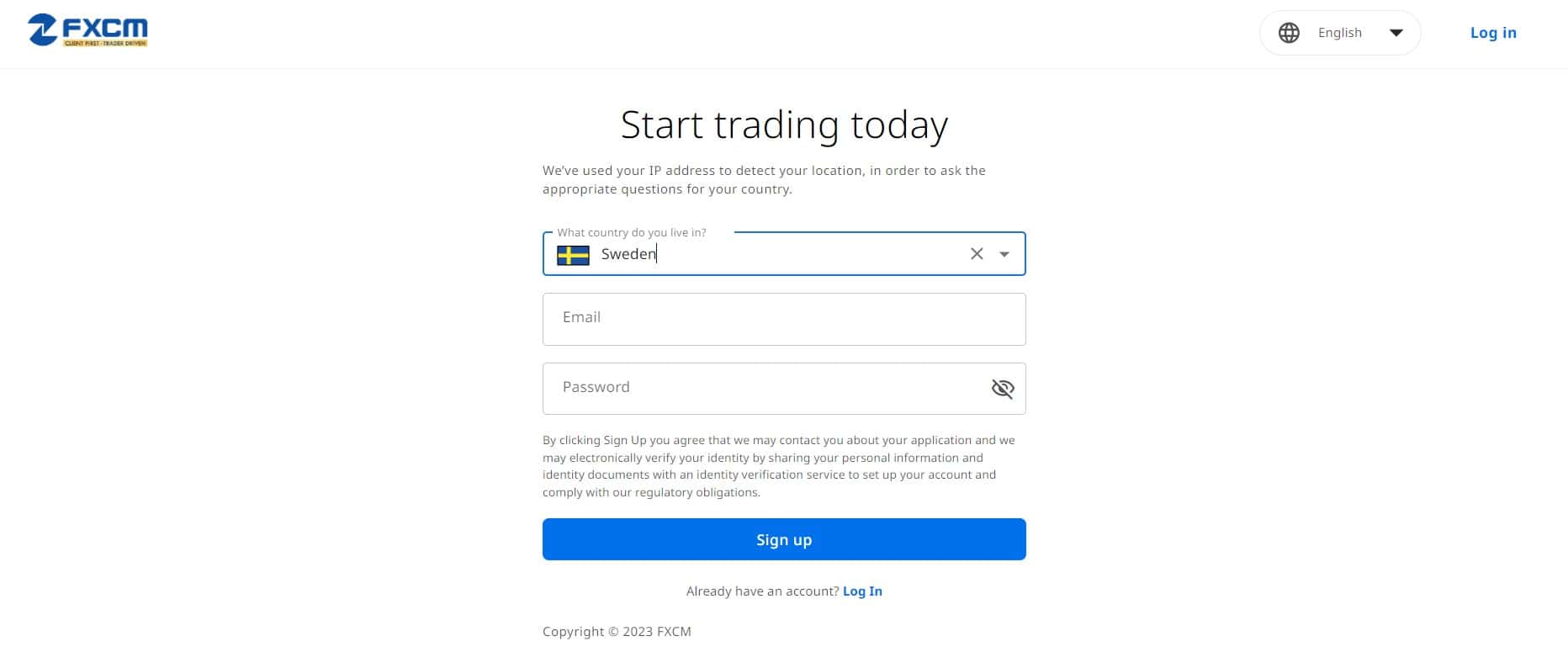 Formulario de Registro de FXCM
