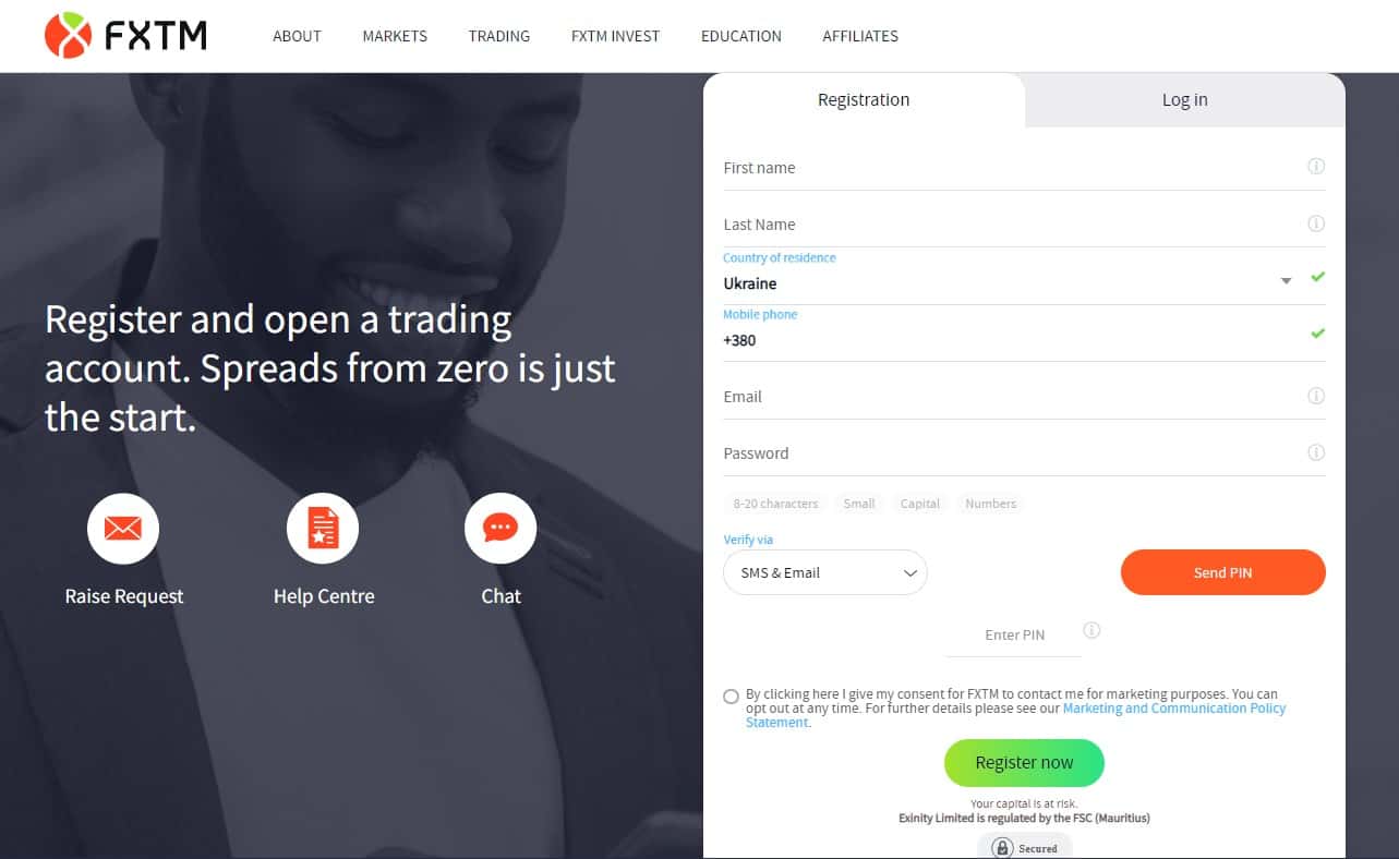 FXTM-Anmeldeformular