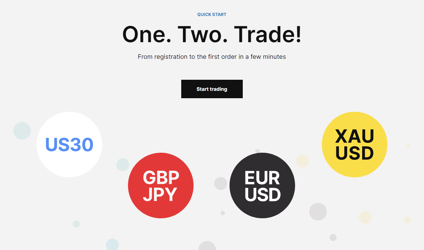 Seção de treinamento no site da JustMarkets