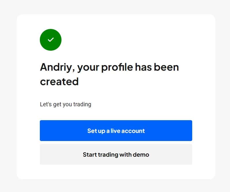 Profil bei Pepperstone erstellt