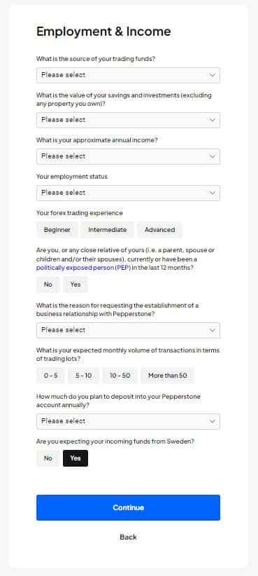 Informationen zu Beschäftigung und Einkommen bei Pepperstone