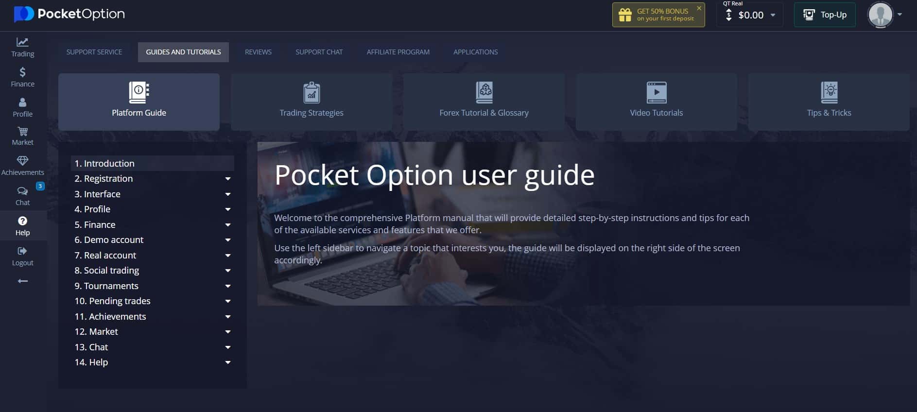 Guía del usuario de Pocket Option